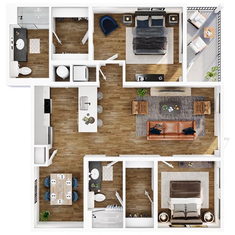 2 Bed 2 Bath Floor Plan | 1,150 Sq. Ft. at Terraces at High Mountain in Alabama 35811